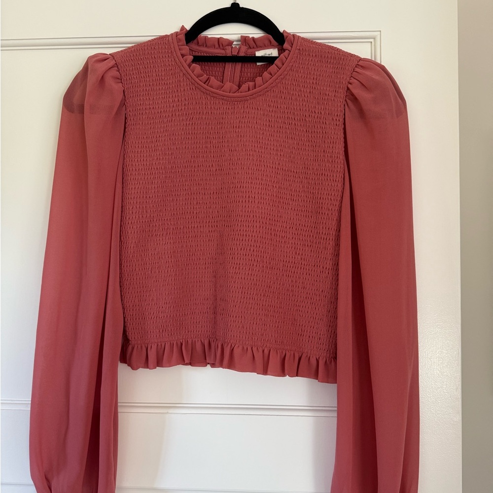 Wilfred Pink Smocked Ruffle Blouse